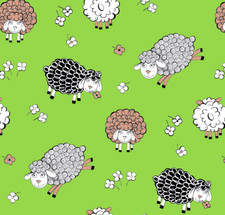50cm Dekostoff 100% Baumwolle Schafe Sheep grün Wiese schwarzes Schaf Schäfchen