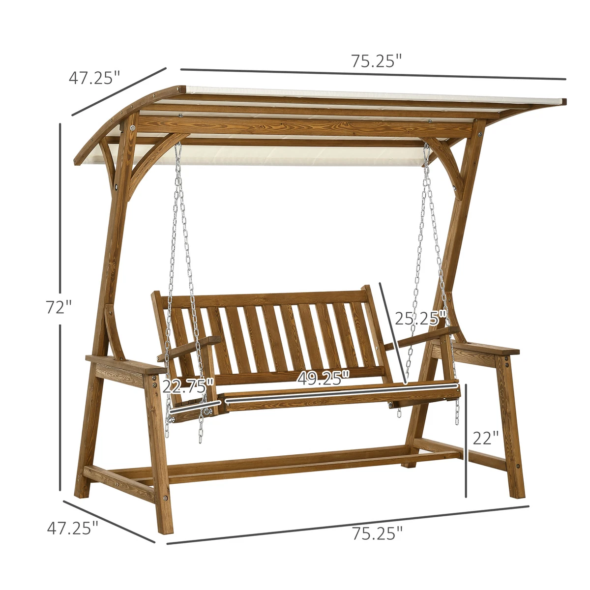 Two seater top patio swing