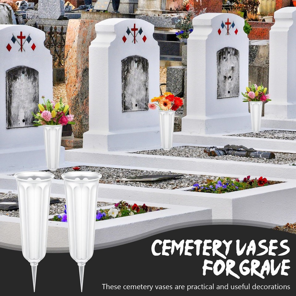 12 Pcs Plastic Cemetery Vases with Spikes Memorial Flower Vase Cemetery