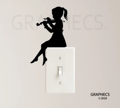 HANDMADE Violin Music Decal Vinyl Sticker Girl Jazz Light Switch Classical Home Decor