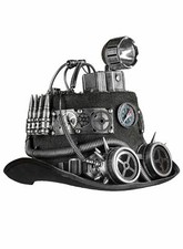 Luftpirat Steampunk Hut - Zylinder mit jeder Menge einleuchtender Accessoires