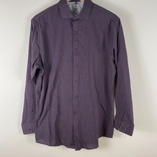 Geoffrey Beene Mens Size M 15.5 32/33 Purple Stripe Long Sleeve Button Shirt