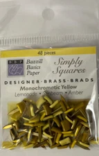 MONOCHROMATIC YELLOW Square Matte Finished Metal Brads(48pc) Bazzill•Split-Pins•