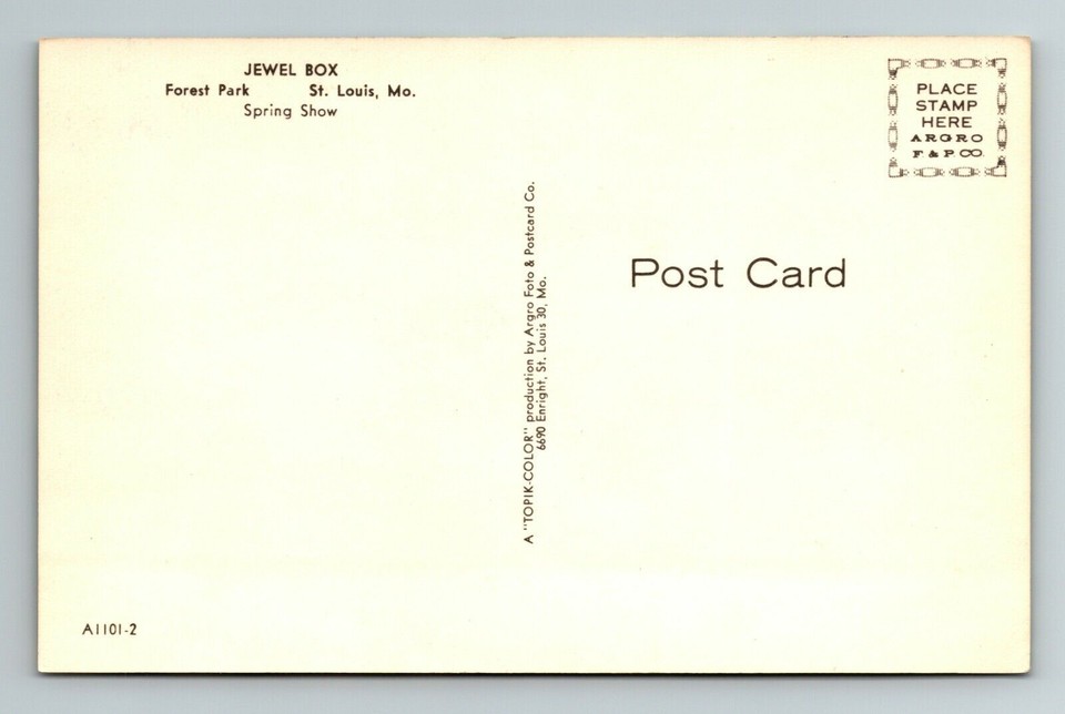 St Louis MOMissouri, Jewel Box, Forest Park, Pathway, Vintage Postcard