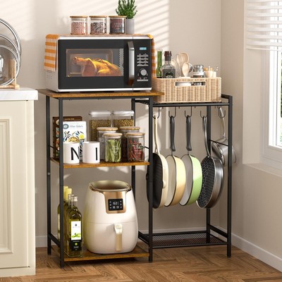 Kitchen Stand with Pots Rack Utility Microwave Oven Stand with Storage 5 Tier...