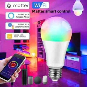 Matière WiFi Smart Ampoule Dimmable Led Light RGB E27 Commande vocale de base Siri Alexa