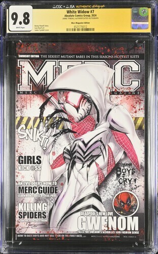 White Widow #7 CGC 9.8 SS Merc Magazine Edition Gwenom Signed By Jamie Tyndall