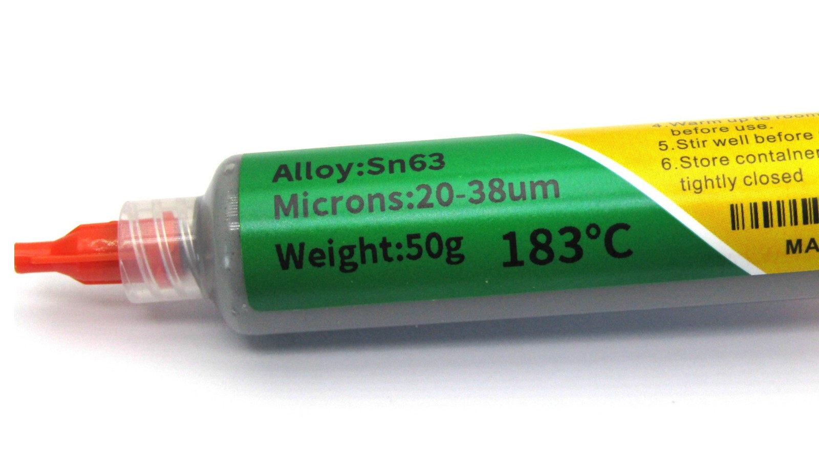 BGA Syringe Tin Solder Paste Leaded Sn63 Pb37 Melting Point 183C 50g