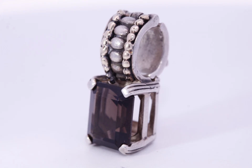 LAGOS 鱼子酱纯银 18k 金烟熏黄玉铰边 Bale 小增强吊坠 — 第 3/4 张图片