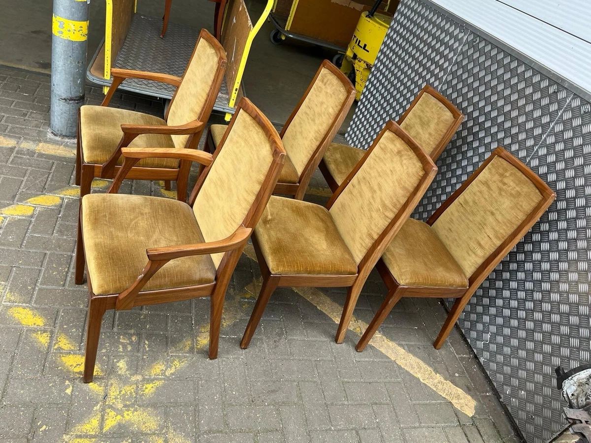 Gorgeous Nathan Set Of 6 Brown Vintage Mid Century Chairs Teak Rare Set