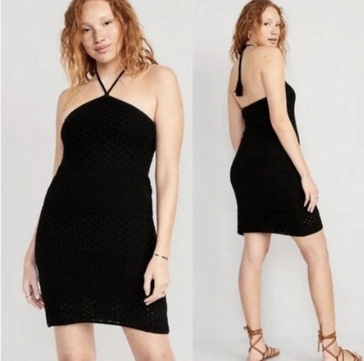 NWT Old Navy Black Crochet Halter Dress NWT Old Navy Black Crochet Halter Dress