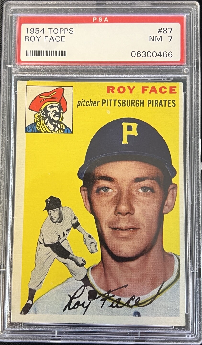 1954 Topps SETBREAK #87 Roy Face Pittsburgh Pirates PSA 7 NM