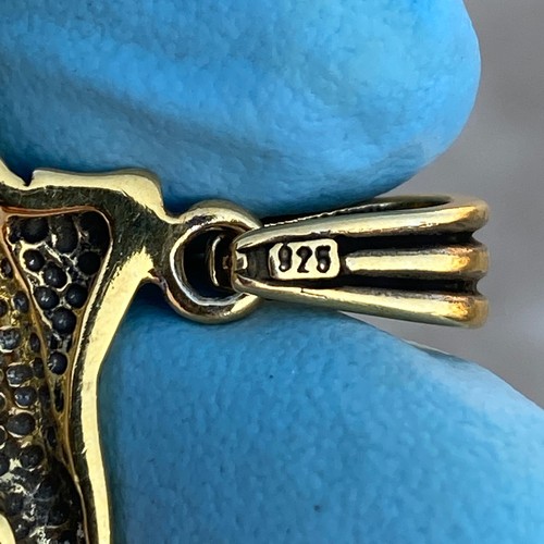 14K Gold Plated Over Solid 925 Sterling Silver Shark Pendant Oxidized Charm 1.5" - Picture 7 of 8