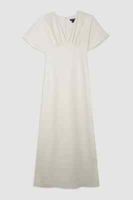 KAREN MILLEN TAILORED WATERFALL SLEEVE MAXI DRESS IN IVORY SIZE UK
