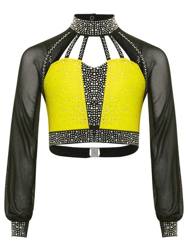Kids Girls Shiny Modern Ballet Crop Top Rhinestones Dance Tank Vest and Pants - Picture 67 of 151