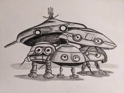 Batterien nicht enthalten Filmfigur/Weems Roboter/Druck/Kohle/Sci-Fi
