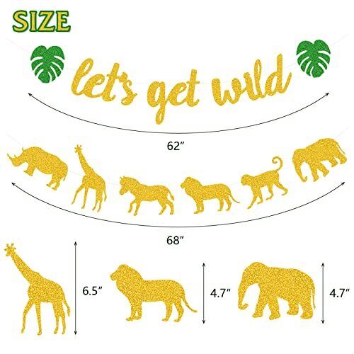 Let's Get Wild Banner Animal Jungle Safari Animal Theme Birthday ...