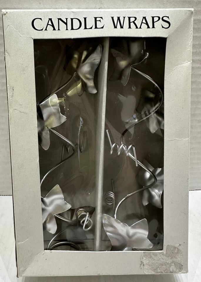 Conjunto de 2 anéis de vela cônicos envoltórios espirais prata hera folhas e videiras - Imagem 3 de 4