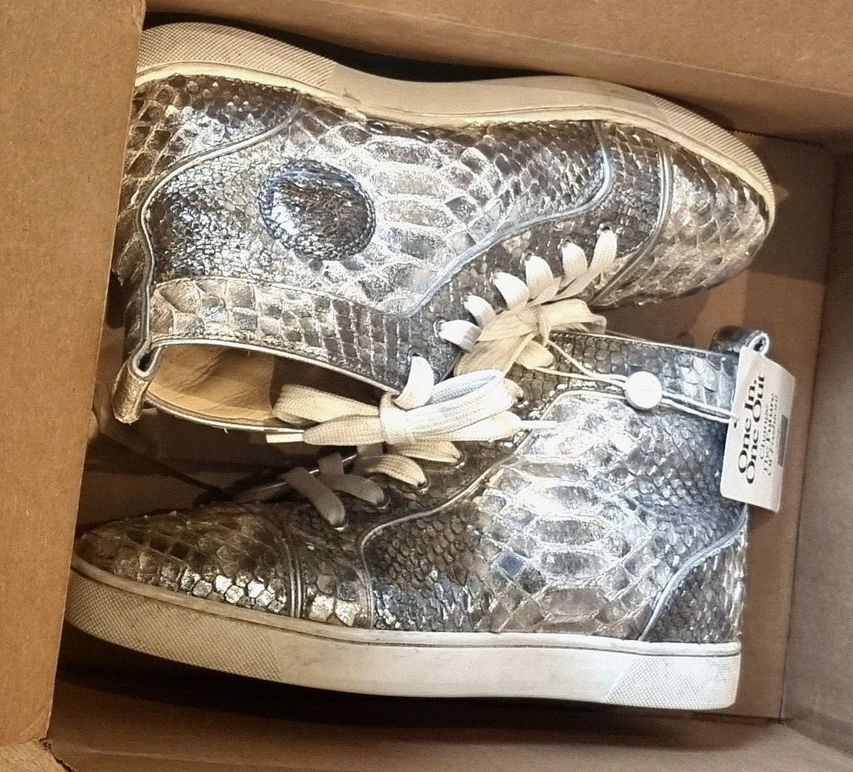 Christian Louboutin Silver Python Trainers High T… - image 6