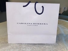 Authentic Carolina Herrera 9" x 11"  White Shopping Gift Bag storage tote