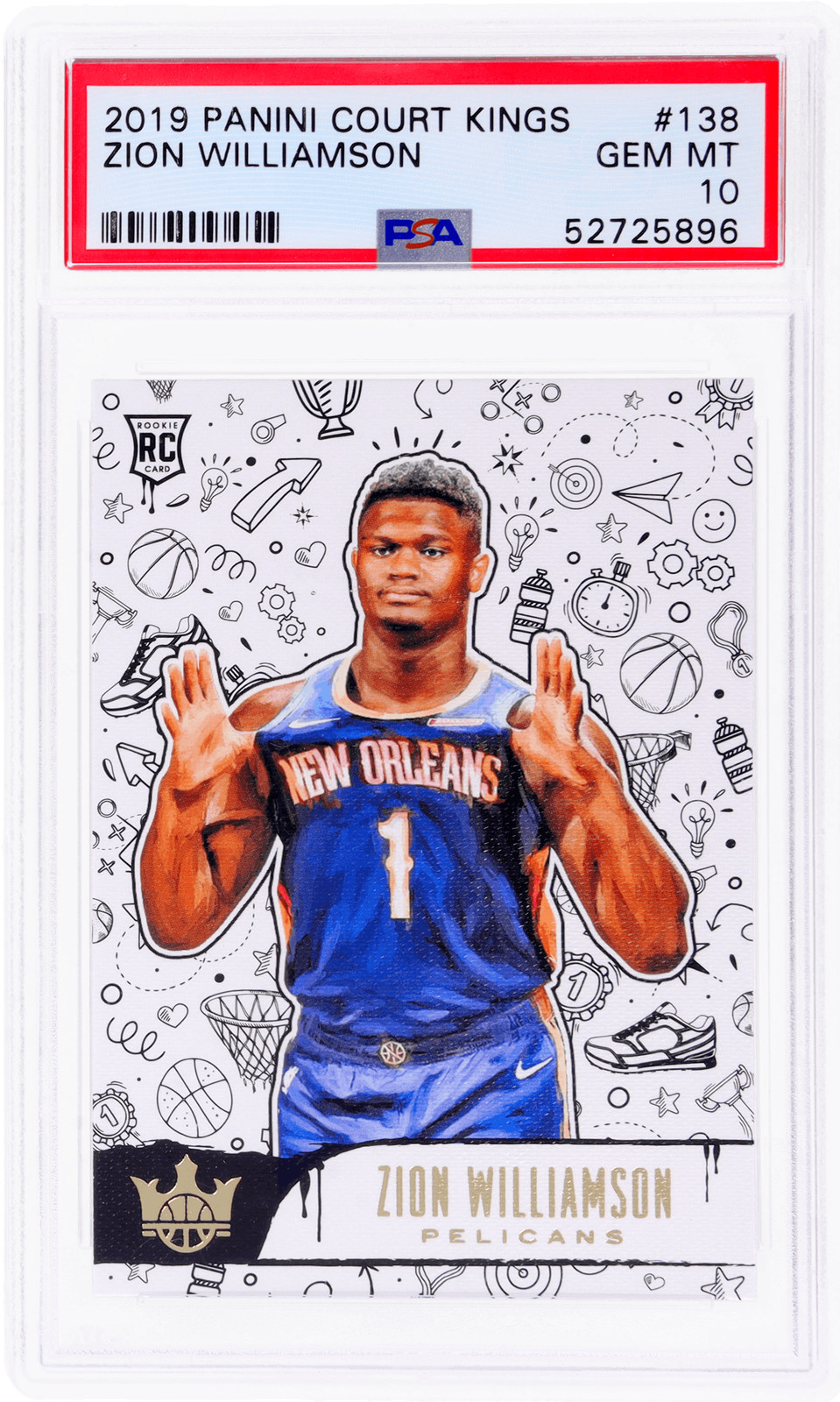 2019 Panini Court Kings Zion Williamson #138 PSA 10 Rookie RC