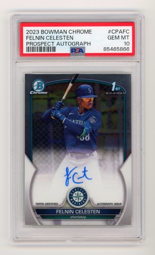 2023 Bowman Chrome FELNIN CELESTEN Auto PSA 10 RC Mariners Autograph 1st Bowman