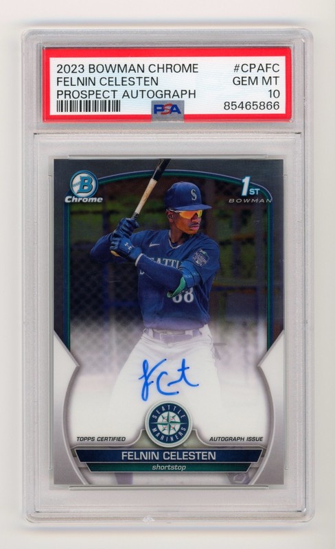 2023 Bowman Chrome FELNIN CELESTEN Auto PSA 10 RC Mariners Autograph 1st Bowman