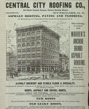 1895 Central City Roofing Co Warren's Anchor Brand Asphalt  Syracuse NY Print Ad