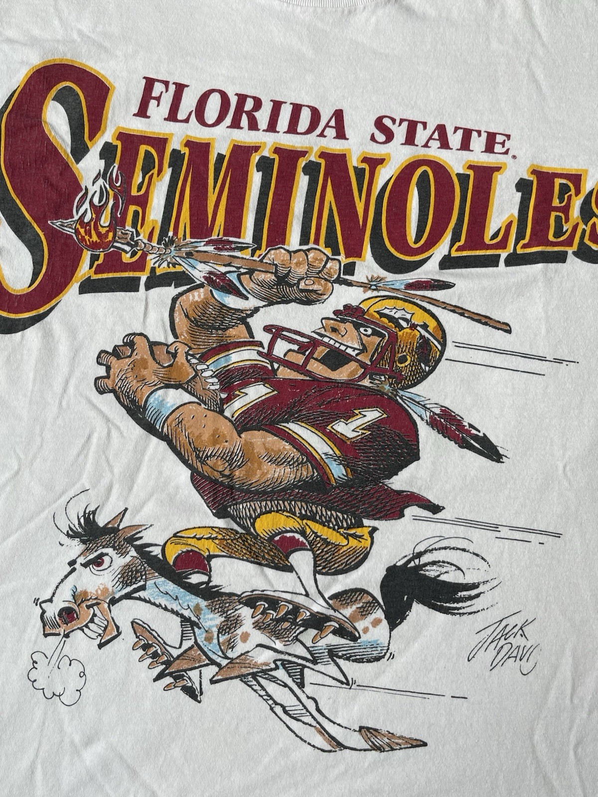 VTG 90s Florida State University Seminoles FSU Rare Jack Davis Rare Graphic XL image 2