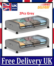 2-Pack Under Bed Storage with Wheels Underbed Storage Containers Rolling Bins UK