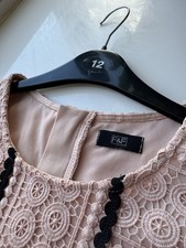 Ladies Blush Pink lined Lace Dress Size 12