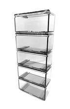 Diecast Storage 1:64 Single Car Interlocking Showcase 5-Pack -Smoked Clear Case-