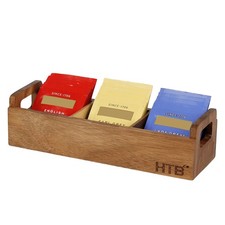 Acacia Wood 3 Compartment Tea Bag Organizer Caddy 9.5" Counter Drawer