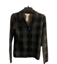 Jones New York Sweater, women's size petite cardigan, black  beige, NWT 159
