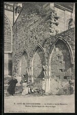 Old postcard Carcassonne, Le Cloître Saint-Nazaire, historical scene of the Middle Ages
