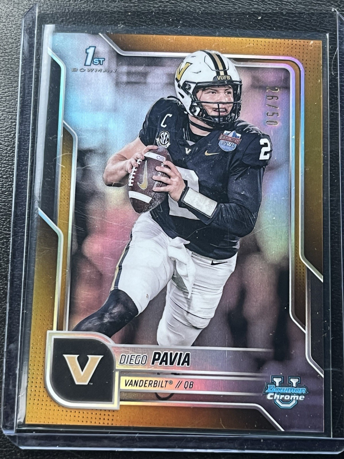 2025 Bowman Chrome University Diego Pavia 1st True Gold Refractor  /50 Vandy SP