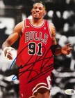 Dennis Rodman Signed METALLIC Photo 8x10  NWO Bulls Worm Autograph HOF JSA HOGAN