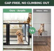 Auraspace Pro Acrylic Indoor Dog Playpen, Heavy-Duty with Metal Frame, 24" Heigh