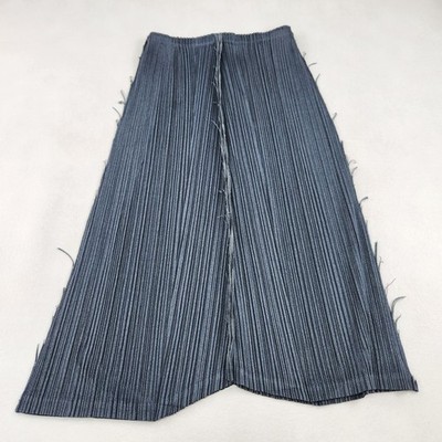 PLEATS PLEASE Blue Pleated Avant Garde Long Skirt Size 4 XL Auth