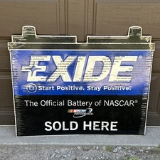 Exide Battery Sold Here Dealer Embossed Metal Sign Nascar Nos Auto Advertising