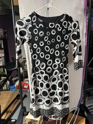 Mynthele Black White Circle Print 3/4 Sleeve Dress Size M whimsigoth