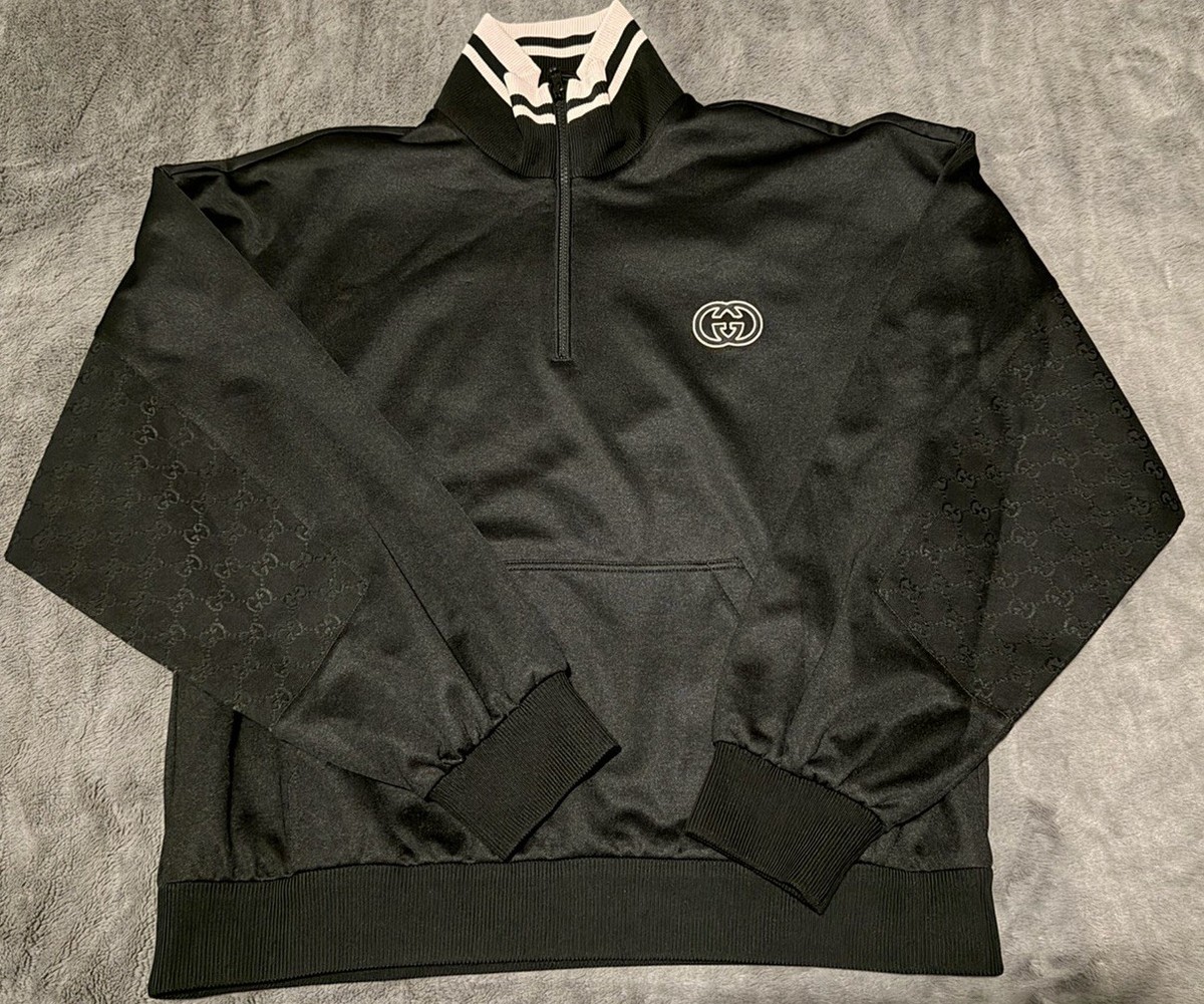 Gucci Technical Jersey Half Zip Black Jacket Men's Size L