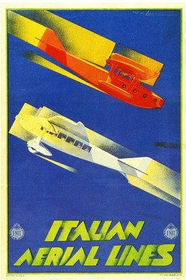   Italian Aerial Lines Vintage Poster - 1930s Aviation Art - 24x36  - Premium