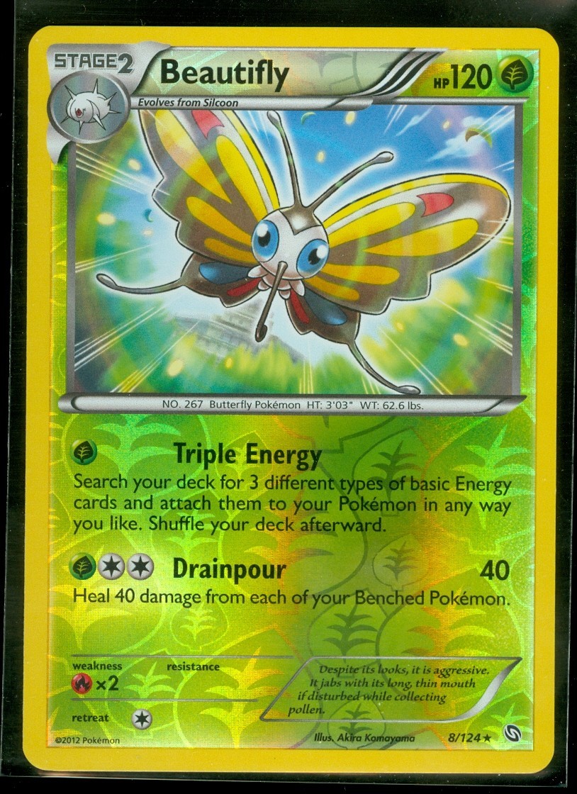 Pokemon BEAUTIFLY 8/124 Dragons Exalted - RARE Rev Holo - NEAR MINT/MINT