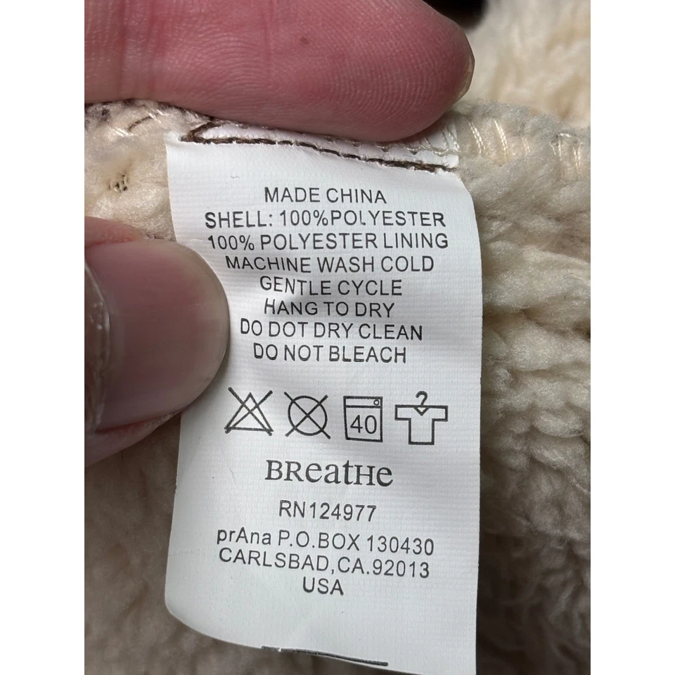 Chaqueta de aviador forrada de sherpa de gamuza sintética marrón PRANA para mujer talla S Foto 4 de 4