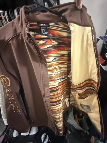 Ariat Chimayo Collection Men's Brown Softshell Full Zip Jacket Stand-Up L image 2