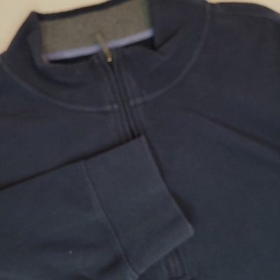 Brooks Brothers Quarter Zip Pullover Mens XL Navy Blue Excellent Cotton Logo