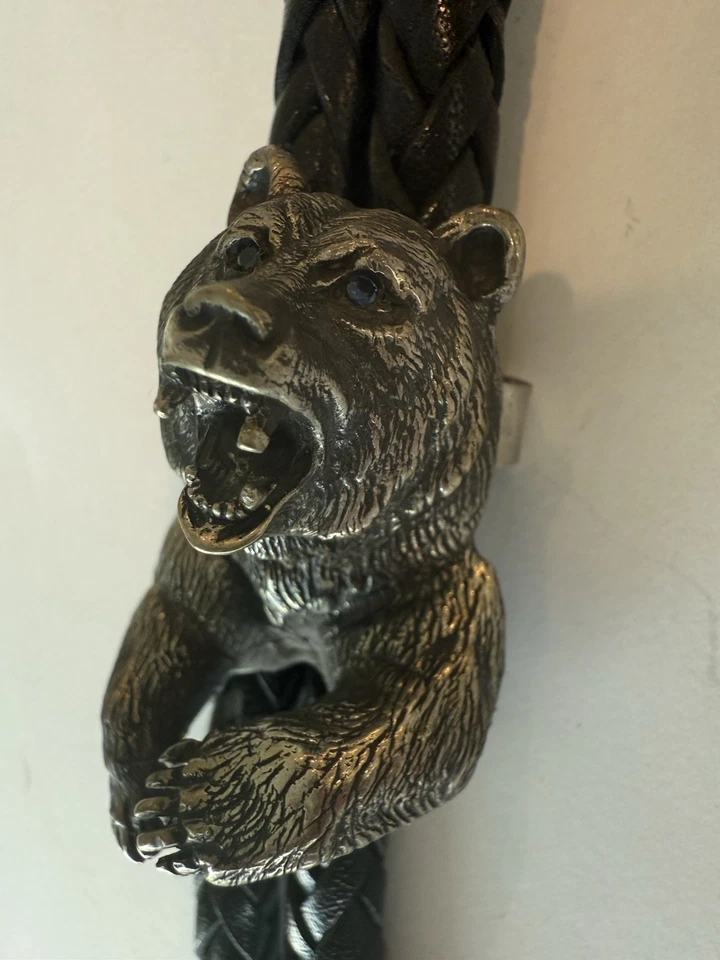 Tony Sánchez Plata Esterlina Oso Pardo Bolo Corbata Ojos de Zafiro 40” Foto 2 de 4