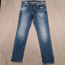 G Star Raw 3301 Straight Tapered Mens W33 L34 Blue Denim Jeans