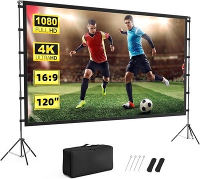 Projector Screen Outdoor, Vamvo with Stand Portable 120''... 